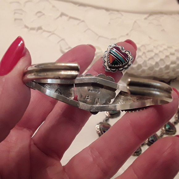 VTG NATIVE AMERICAN STERLING NECK, CUFF & RING SET - Picture 3 of 8
